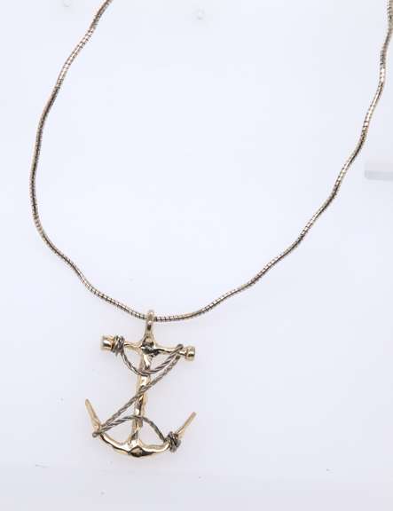 Vintage 925 Sterling Silver Anchor Pendant on Chain