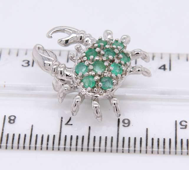 925 Sterling Silver Cubic Zirconia Crab Pin Brooch