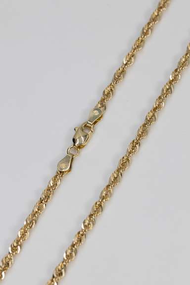 10k Gold 3mm Diamond Cut Silk Rope Chain 18 Inches