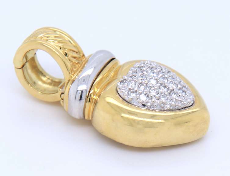 David Yurman Yellow Gold Diamond Heart Shaped Pendant