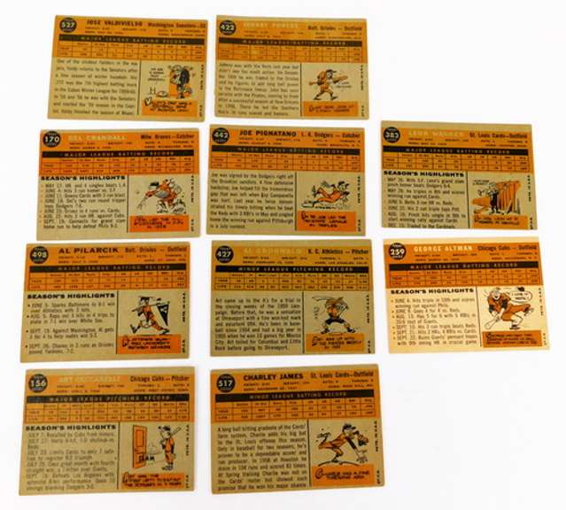 10 Topps 1960 Baseball Cards