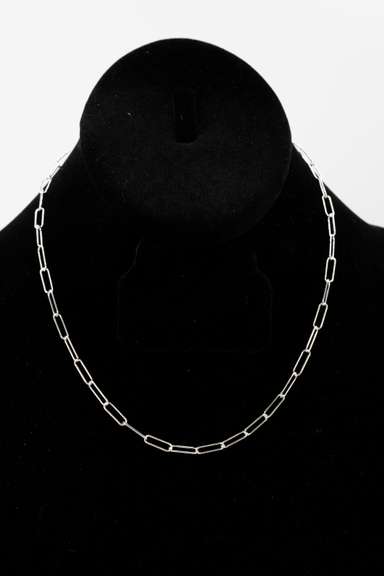 .925 Sterling Silver 3.5mm Paperclip Chain 16 Inches