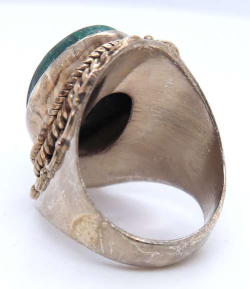 Vintage 925 Sterling Silver Malachite Ring