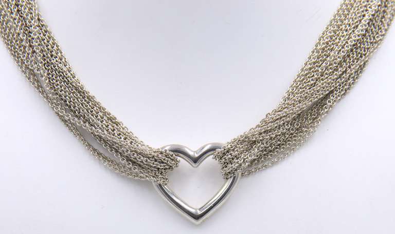 Tiffany & Co Mesh Multi Strand Heart Toggle Necklace
