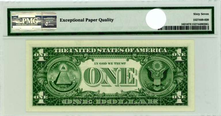1957-B $1 US Silver Certificate in PMG 67