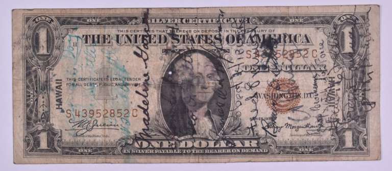 1935-A $1 US Silver Certificate - Hawaii Overprint - Short Snorter