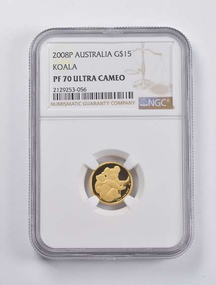 PF70 UCAM 2008-P Australia $15 Gold Koala 1/10 Oz. .999 Fine Gold NGC