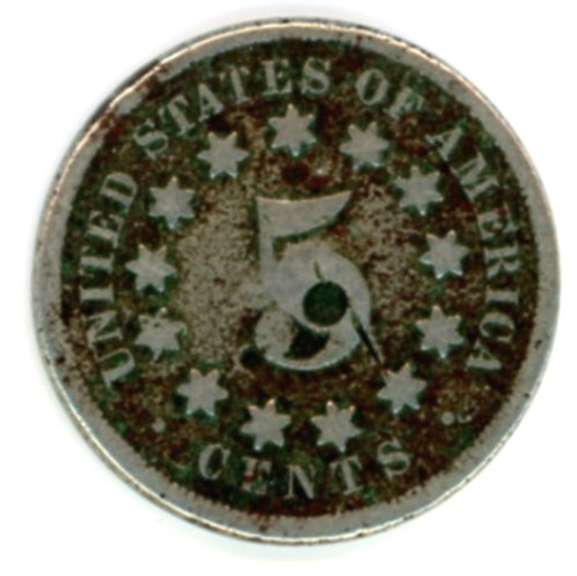 1869 No Rays Shield Nickel