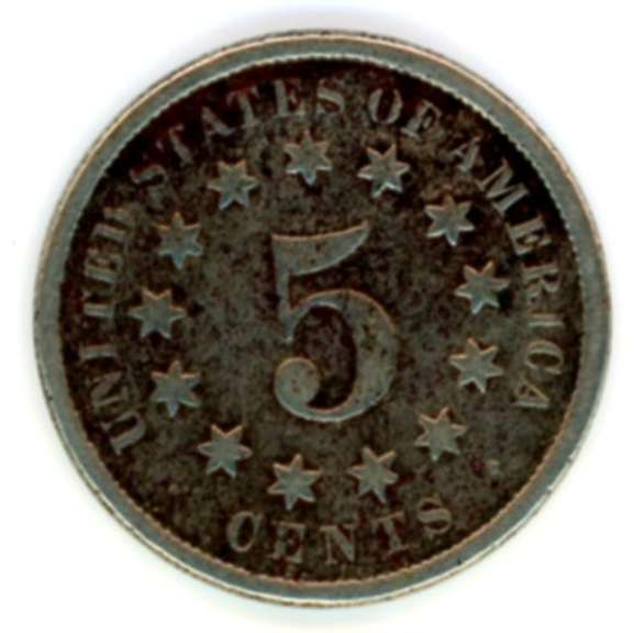 1869 No Rays Shield Nickel