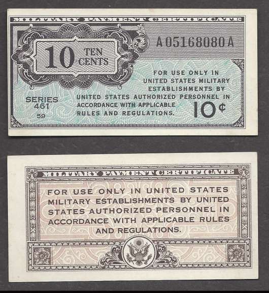 10 Cent Military Payment Certificate Series 4611