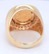 Magnificent Liberty Coin with Round Brilliant Cut Halo Diamond Ring