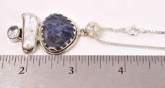Unique Multi-Gemstone Pendant & Chain, Sterling