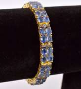 Dazzling 23.00CTW Kyanite & 2.03CTW Diamond Bracelet in Gold Plated Sterling Silver