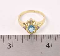 Brilliant Blue Topaz and Diamond Ring in 14K Yellow Gold
