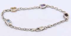 Vintage Italian 925 Sterling Silver Multi Cubic Zirconia Bracelet