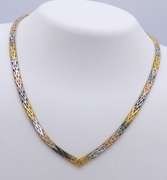 Set of Vintage Italian 925 Sterling Silver Chevron Necklace with Matching Bracelet and Dangle Earrings