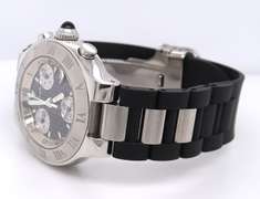 Cartier 21 Chronoscaph Quartz 32mm Black Rubber Strap Watch