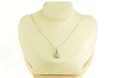 14K White Gold Pave Diamond Encrusted Heart Love Symbol Pendant