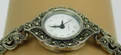 Sterling Silver Marcasite Watch, Runs