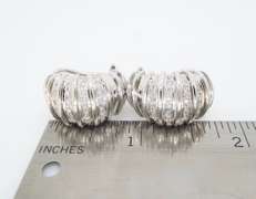 18K White Gold Diamond Omega Back Earrings