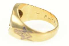 10K Yellow Gold 1940's Shriners Masonic Enamel Ornate Men's Ring