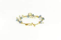 14K Yellow Gold Citrine Smoky Quartz Blue Topaz Stone Bracelet