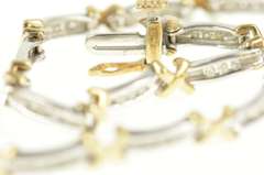 14K White Gold 0.50 Ctw Baguette Diamond Bar X Tennis Bracelet