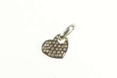 14K White Gold Pave Diamond Encrusted Heart Love Symbol Pendant