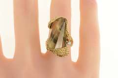 14K Yellow Gold Smoky Quartz Fantasy Cut Diamond Statement Ring