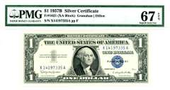 1957-B $1 US Silver Certificate in PMG 67