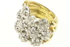 18K Yellow Gold 1.40 Ctw Sonia B Diamond Flower Chain Band Ring