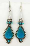 Long Dangly Sterling Turquoise Earrings