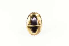 14K Yellow Gold Amethyst Seed Pearl Halo Statement Cocktail Ring