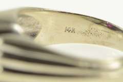 14K White Gold 4.04 Ctw 1940's Syn. Ruby Diamond Statement Ring