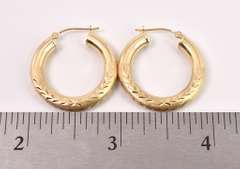 Classic Etched Hoop Earrings in 14K Yellow Gold