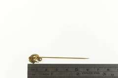 14K Yellow Gold Victorian Dragon Seed Pearl Unique Elaborate Stick Pin