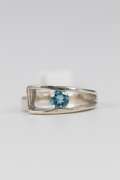 .925 Sterling Silver Ring Blue Topaz Gemstone Ring Size 9