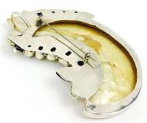 Massive Sterling Gemstone Mother of Pearl Pin/Pendant