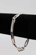 Italian .925 Sterling Silver 8mm Figaro Link ID Bracelet 7 Inches