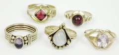 5 Sterling Silver Gemstone Rings