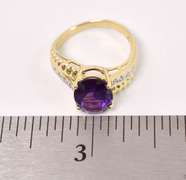 Amazing Amethyst and Diamond Ring in 14K Yellow Gold