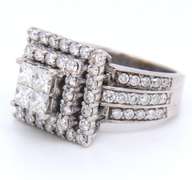 Incredible White Gold approximate 3ctw Princess Cut Diamond Ring