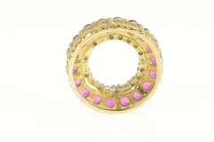10K Yellow Gold Diamond Ruby Circle Round Statement Pendant