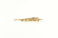14K Yellow Gold 1930's Diamond Syn. Ruby Eyed Fish Unique Pin/Brooch