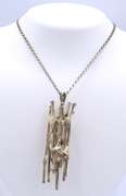 Vintage 925 Sterling Silver Brutalist Brooch Pendant on Italian Chain