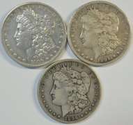 3 Key date 'S' Mint Morgan Silver Dollars: 1889-S, 1894-S, & 1896-S