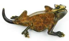 Artist Signed Metal Iguana Figure