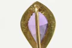 14K Yellow Gold Victorian Fantasy Cut Amethyst Ornate Stick Pin