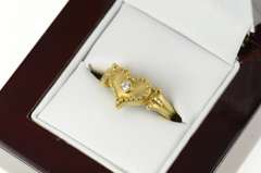 14K Yellow Gold Diamond Heart Ornate Love Symbol Promise Ring