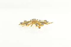 14K Yellow Gold 1950's Diamond Sapphire Sun Burst Star Pin/Brooch